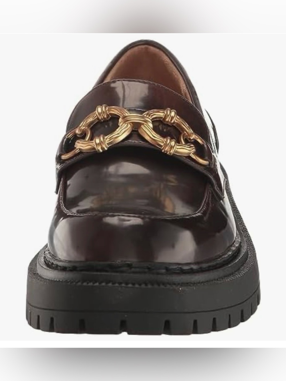 Circus NY by Sam Edelman Dark Brown Patent Loafers with Gold Chain Accent Sz10 - Picture 4 of 16